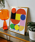 Retro Bauhaus wall art with bold and playful shapes