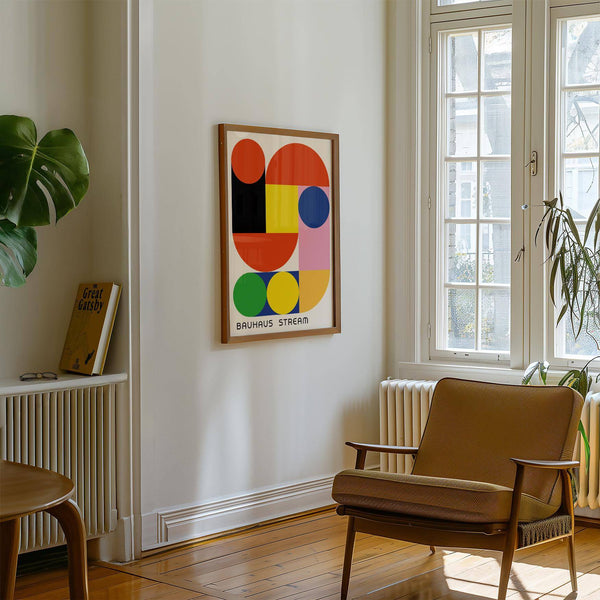 Modern geometric wall decal with structured abstract forms