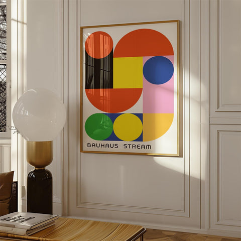 Bauhaus colourful geometric art poster for modern decor