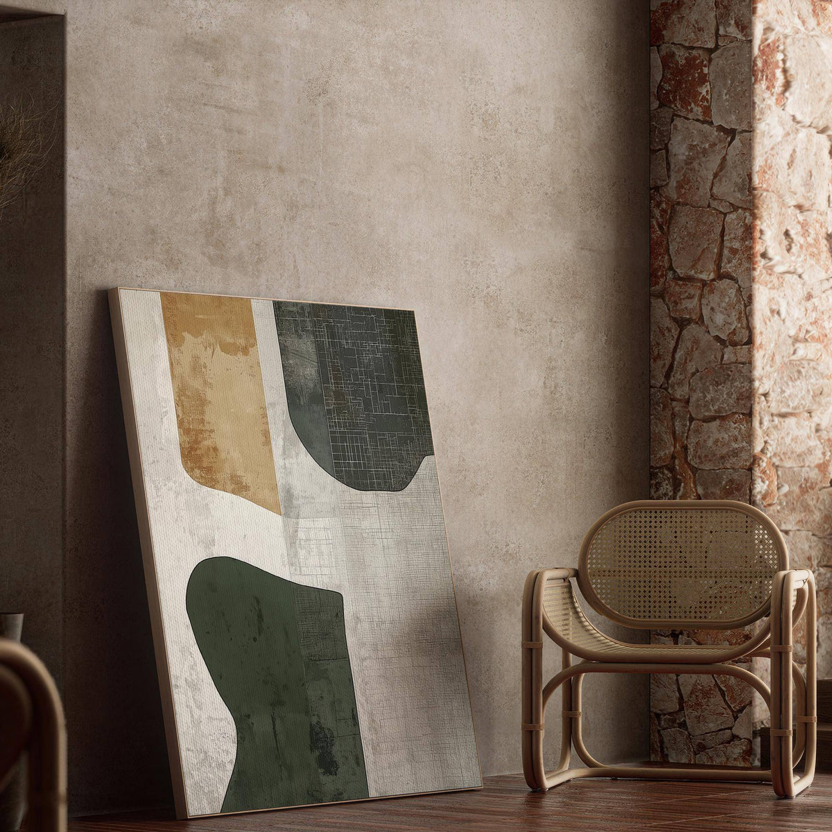 artistic abstract art neutral print with natural aesthetics
