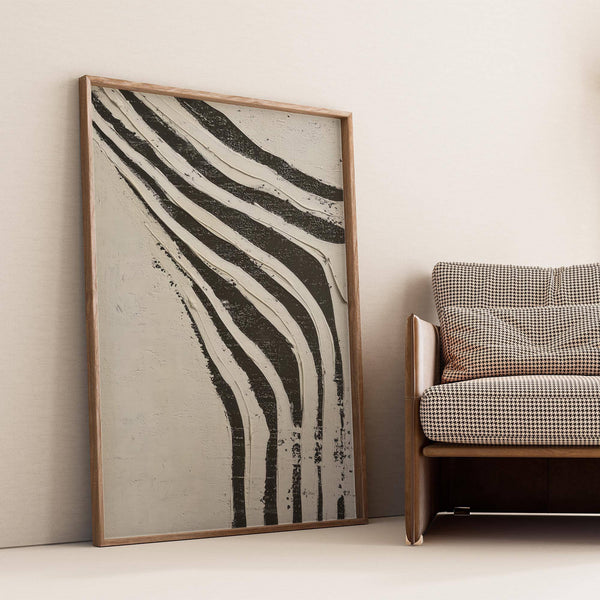 Contemporary big abstract art with natural stripe design