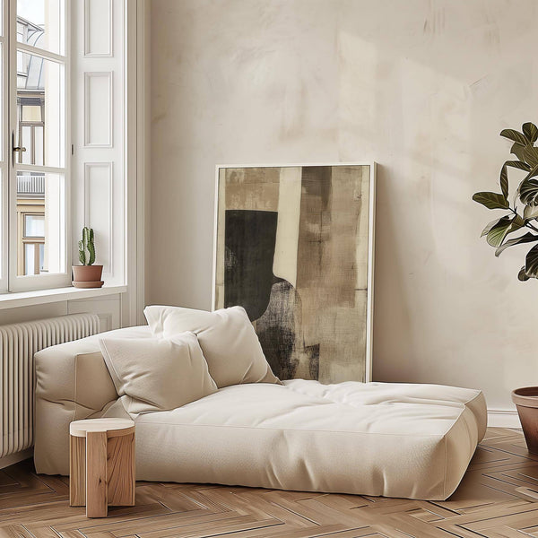 Textured cream wall art in neutral palette for minimalist bedrooms

