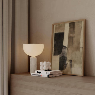 Cream wall art print with soft gradients and black accents for hallways

