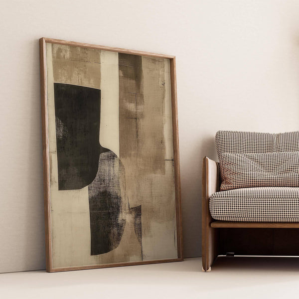 Modern cream wall art using organic abstract forms for Japandi spaces

