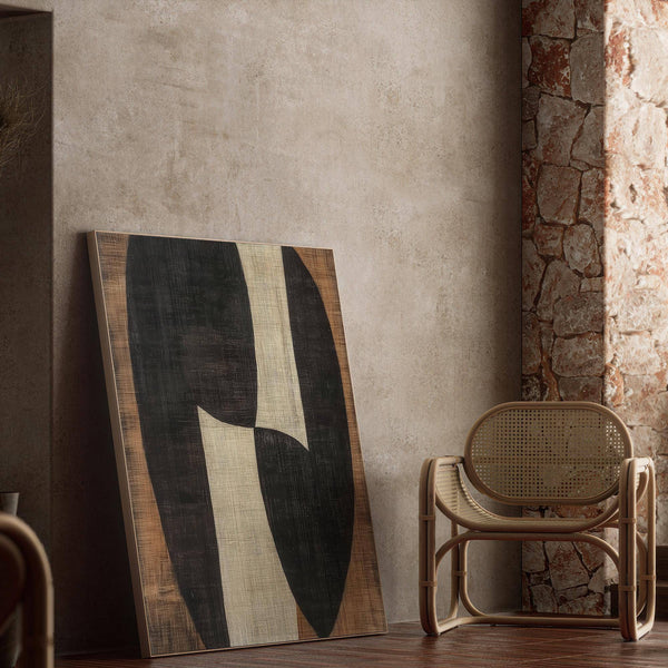 Serene workspace styled with neutral-toned zen wall art