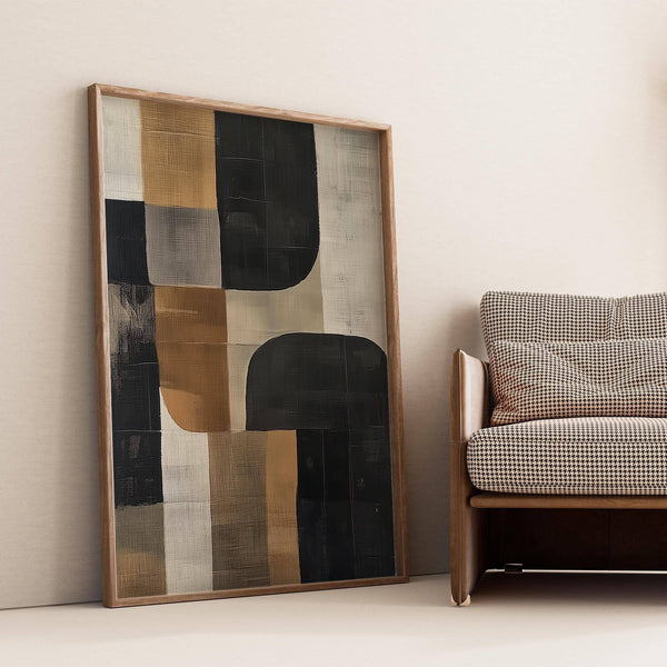 Sophisticated Japandi-style pictures for living room wall with earthy hues