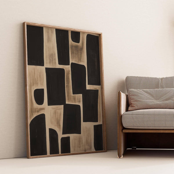 Minimalist geometric print featured in modern wabi sabi artwork