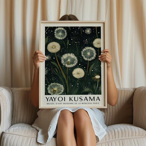 Artistic Yayoi Kusama inspired nature print for living rooms