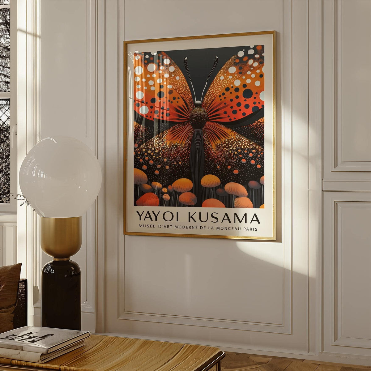 Dotted abstract butterfly art for living room or creative workspace