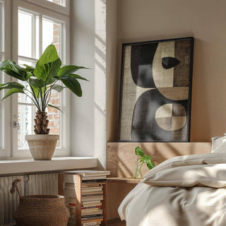 Earthy tones wall art with textured aesthetic and abstract forms