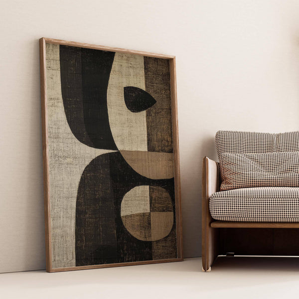 Minimalist earthy tones wall art for Japandi interiors