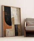 Modern geometric abstract wall art in terracotta and neutral tones