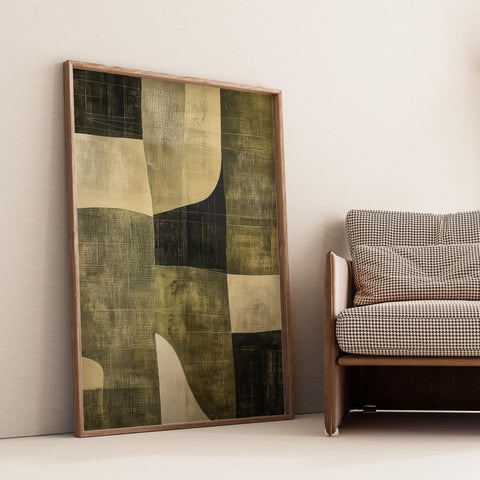 Olive Grove abstract wall art in green and beige