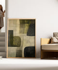 Minimalist geometric wall decor in green and beige