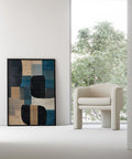 Modern geometric art print with black and beige shapes