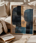 Midnight Tide abstract wall art in blue and beige