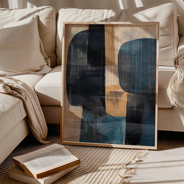 Japandi-style decor with tranquil wabi sabi painting on display