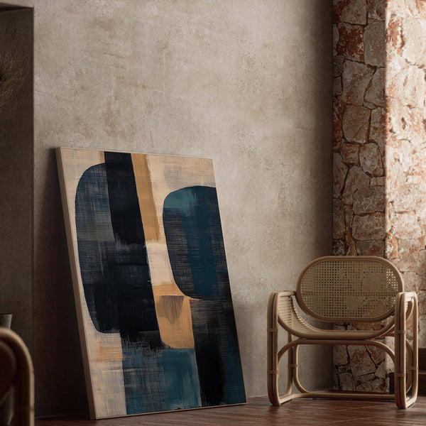 Serene composition of shapes and tones in wabi sabi painting