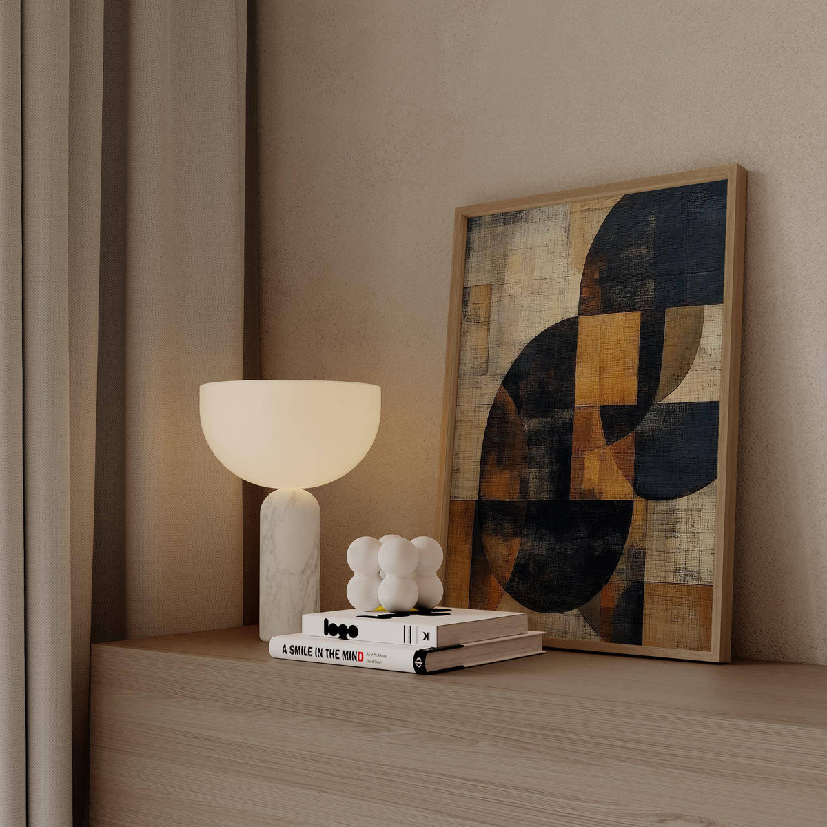 Wabi Sabi inspired geometric design from brown abstract wall art series