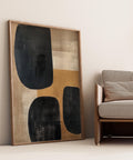 Earthbound Shapes abstract wall art in black and ochre