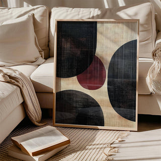 Contemporary wall art abstract featuring textured circle composition