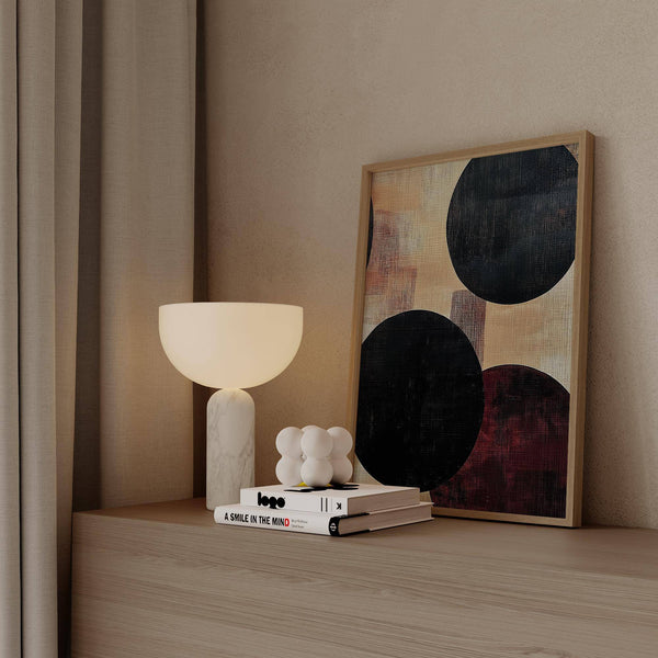 Abstract neutral art with earthy tones and structured balance