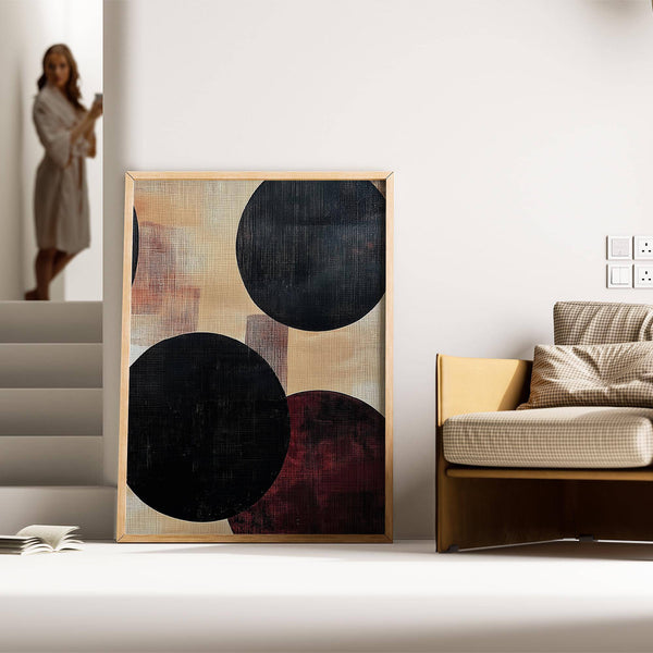 Japandi-style abstract neutral art with warm beige tones