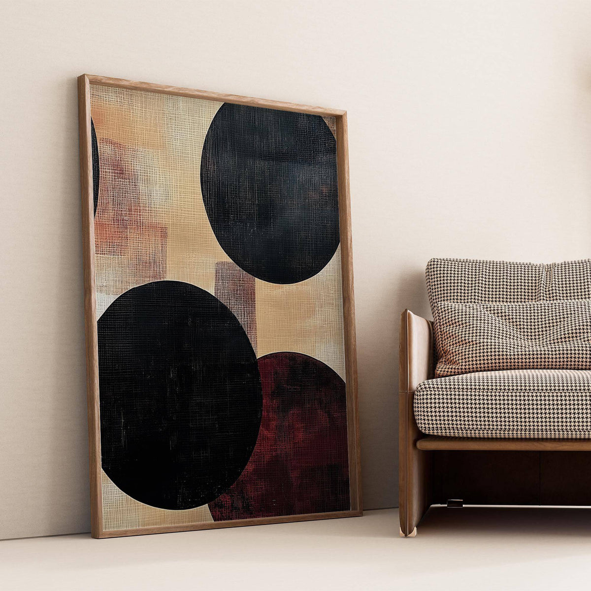 Large abstract neutral art for modern interior decor
