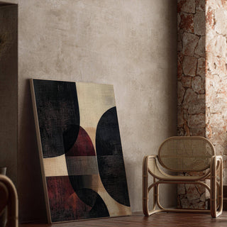 Contemporary art print with red and black accents in wall posters for living room