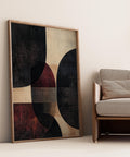 Japanese Wabi Sabi wall art with red and black circles