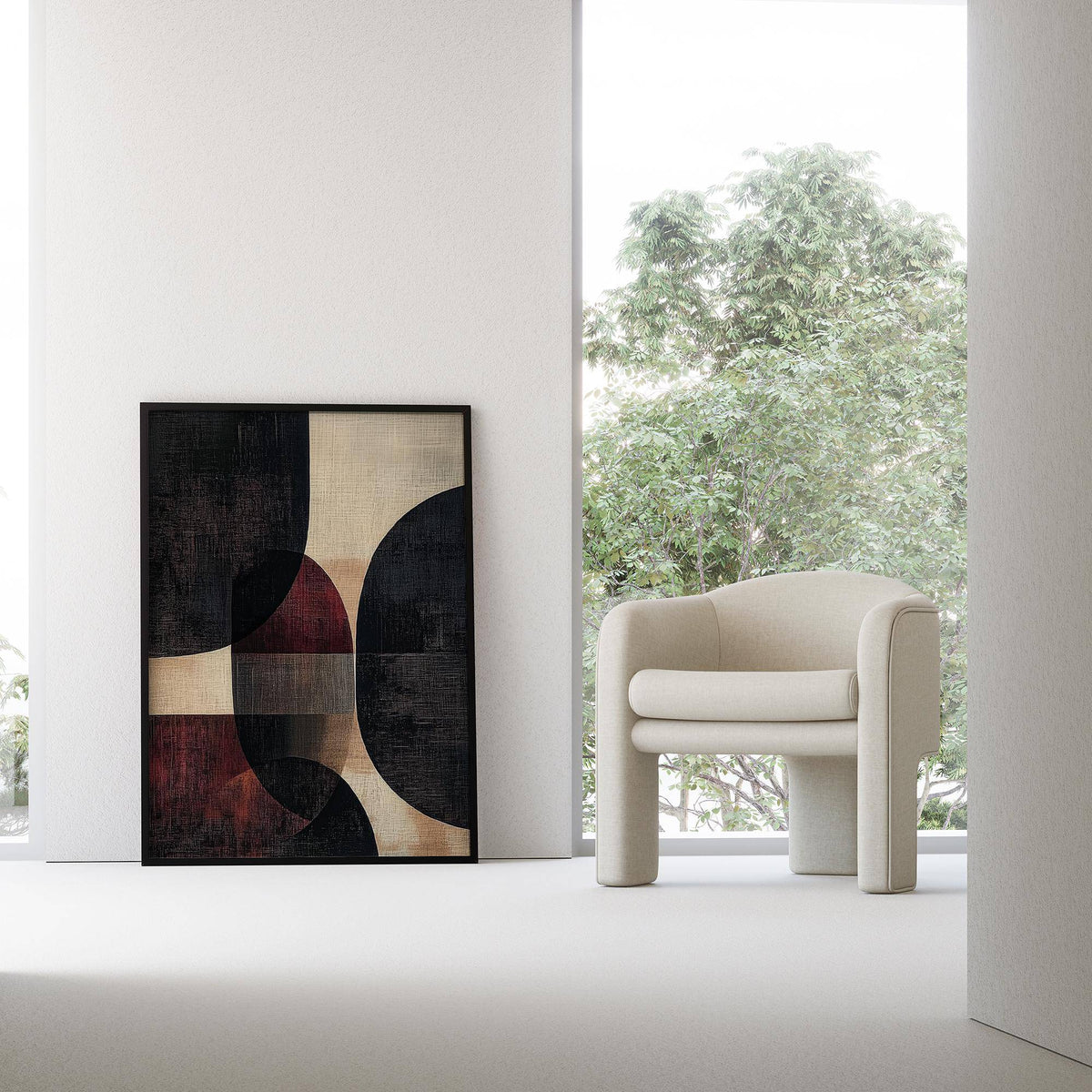 Overlapping geometric forms in Wabi Sabi wall posters for living room