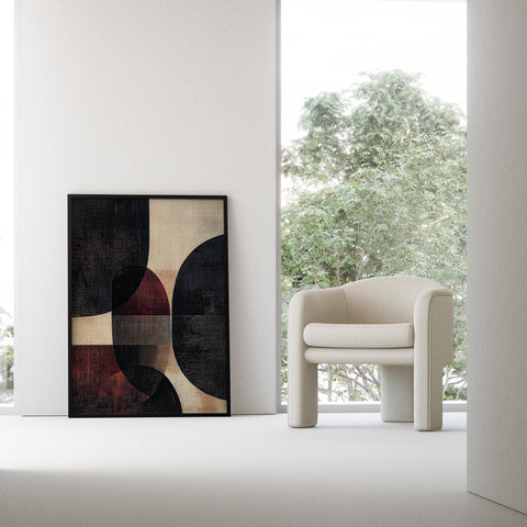 Bold red and black Japanese wall art for living room