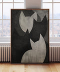 Black and grey cat art with Wabi Sabi influence