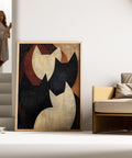 Japanese-inspired minimalist cat print for warm decor