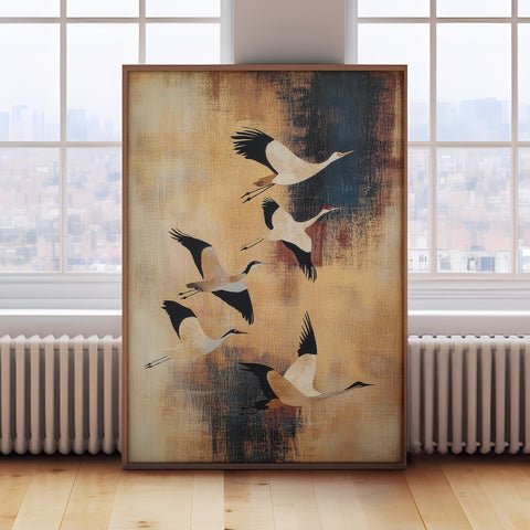 Elegant Japanese bird art print for modern decor