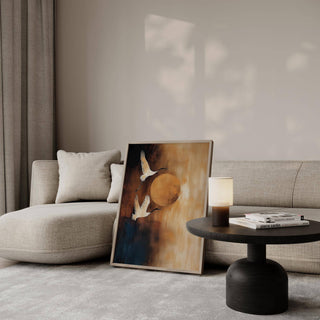 Large neutral living room wall art print for modern homes