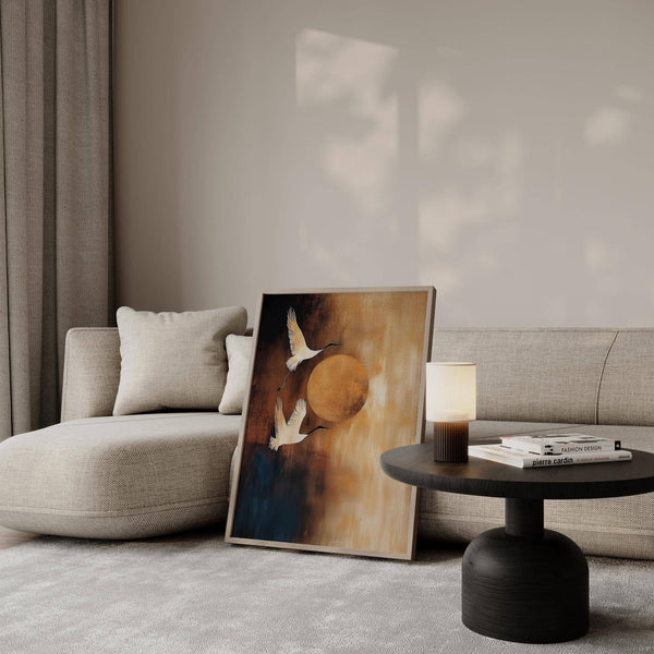 Large neutral living room wall art print for modern homes