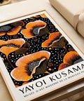 Orange flower art print inspired by Yayoi Kusama