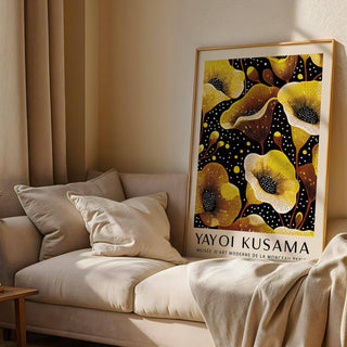 contemporary yellow wall decor with abstract details