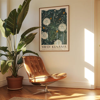 Abstract Yayoi Kusama green print with delicate floral details