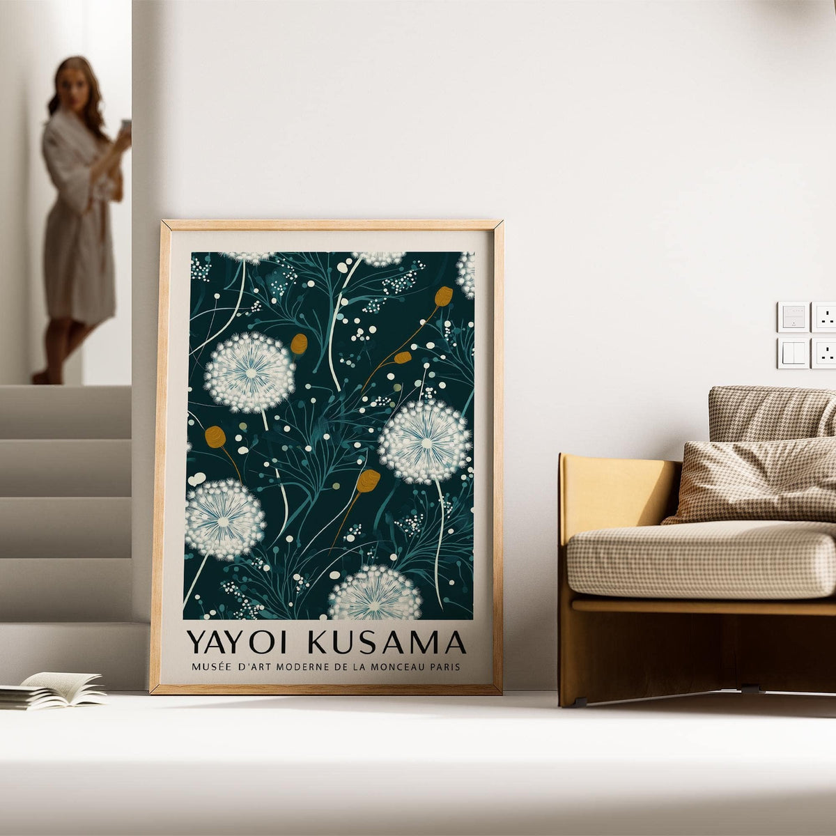 Statement Yayoi Kusama green print for modern art lovers