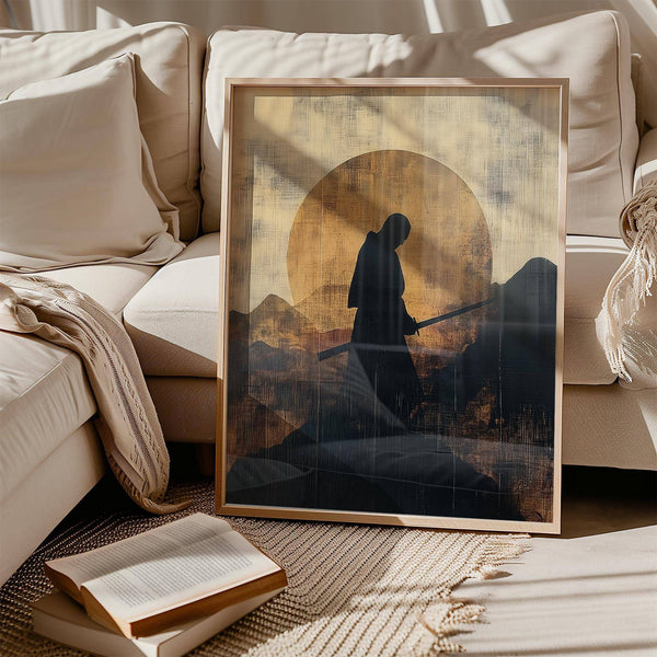 Artistic Japanese art for sale featuring samurai strength