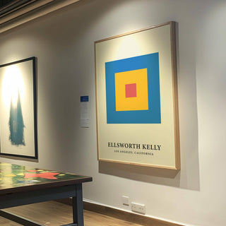 Ellsworth Kelly-inspired minimalist art in vibrant primary tones
