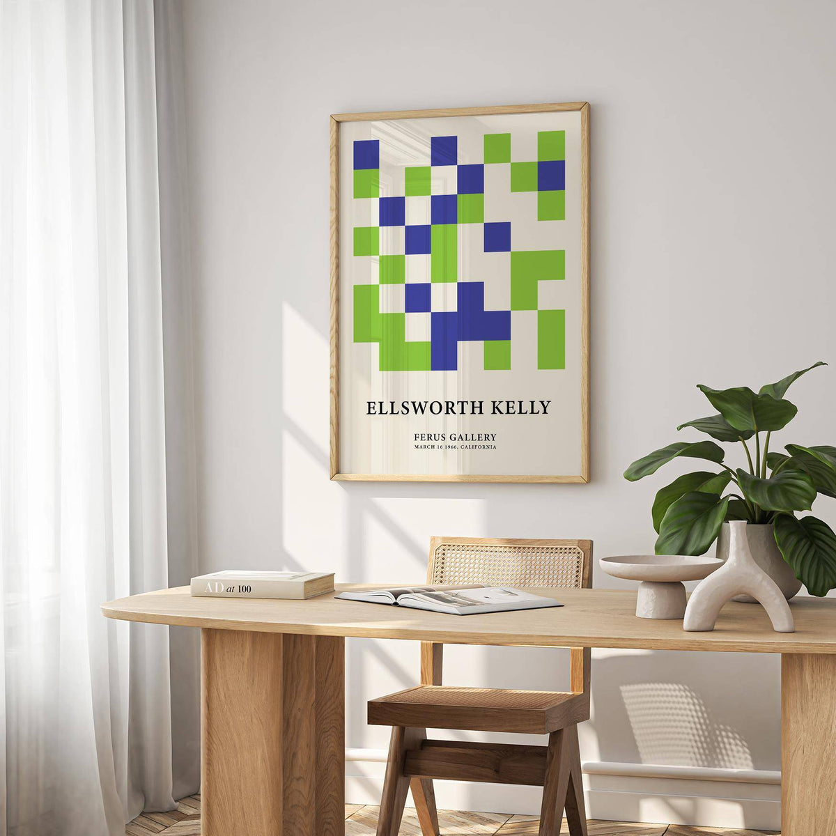 Vibrant minimal wall art with bold colour-blocked composition