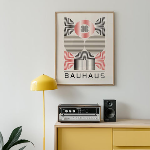 Concentric circles Bauhaus print in minimalist style