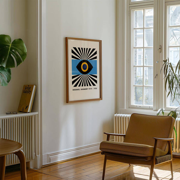 Radiating lines and abstract symmetry in modern art geometric print