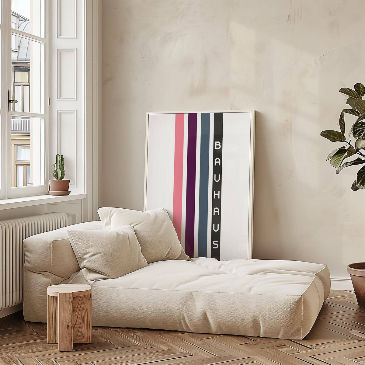 Graphic geometric art wall design ideal for modern apartments