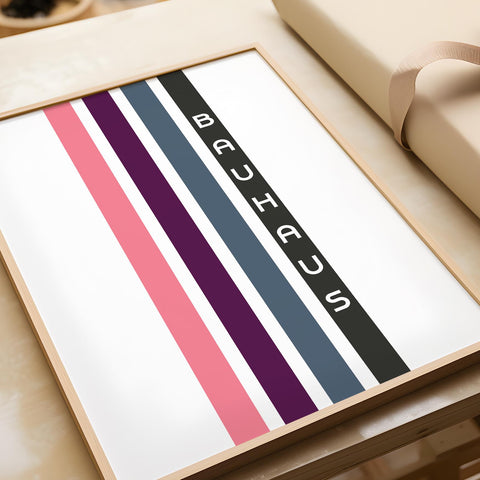 Colourful vertical stripe Bauhaus print