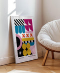 Abstract geometric Bauhaus print in bright colours