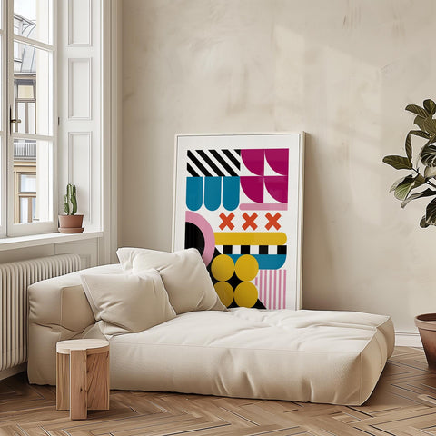 Bold Bauhaus-inspired wall art for living rooms